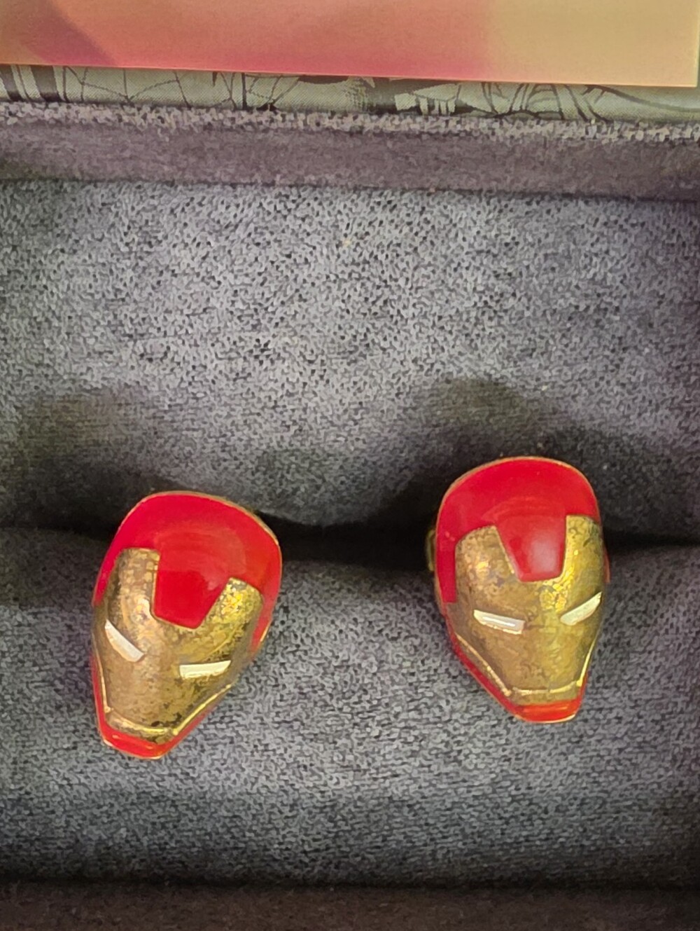 Marvel Iron Man 3D Helmet Red Gold Cufflinks with Gift Box NWT